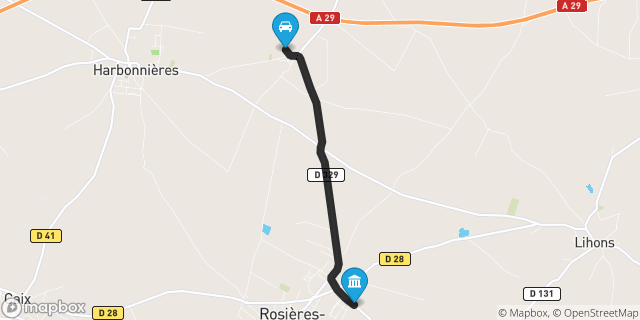 Itinéraire vers Rosières-en-Santerre