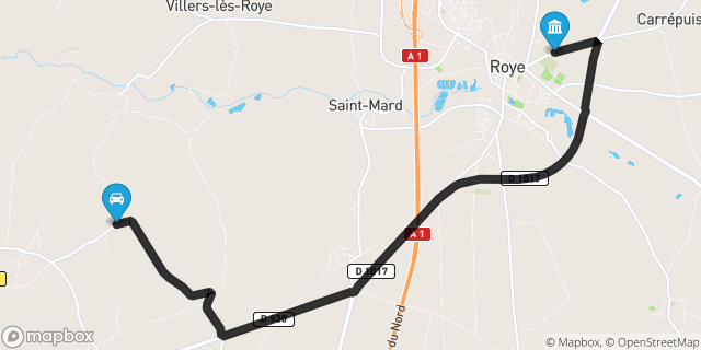 Itinéraire vers Roye