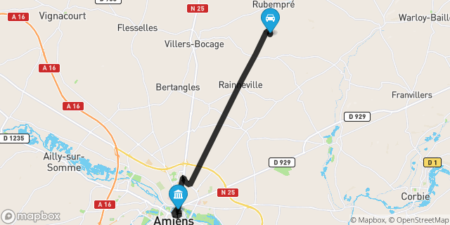 Itinéraire vers Amiens