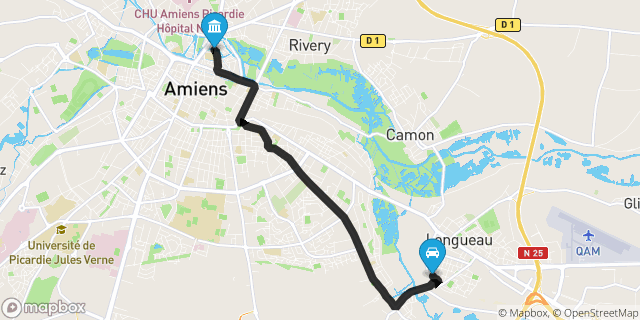 Itinéraire vers Amiens