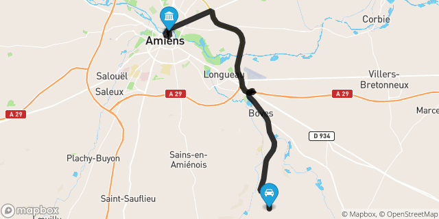 Itinéraire vers Amiens