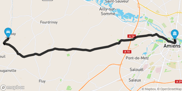 Itinéraire vers Amiens