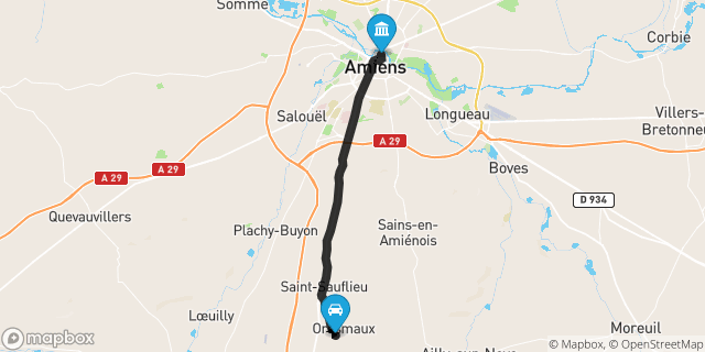 Itinéraire vers Amiens