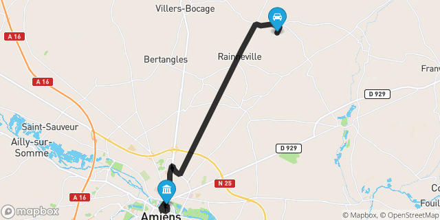 Itinéraire vers Amiens
