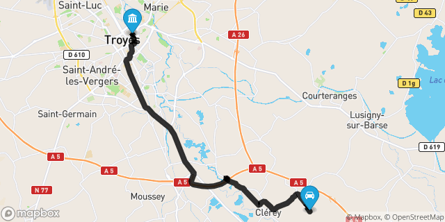 Itinéraire vers Troyes