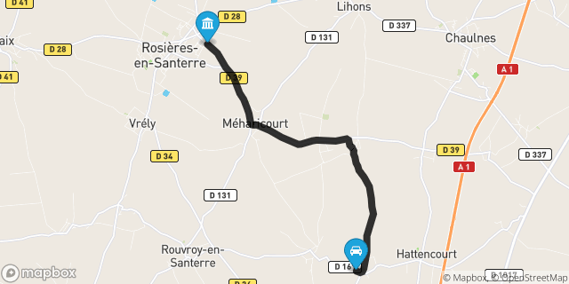 Itinéraire vers Rosières-en-Santerre
