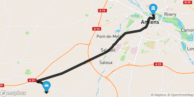 Itinéraire vers Amiens