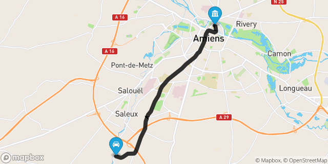 Itinéraire vers Amiens