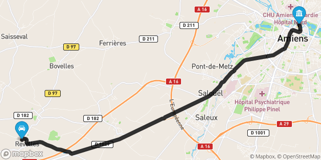 Itinéraire vers Amiens