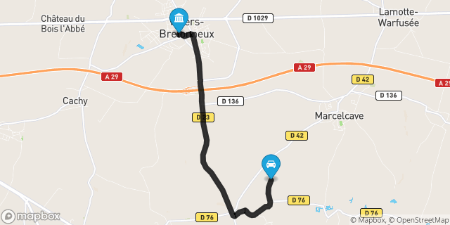 Itinéraire vers Villers-Bretonneux