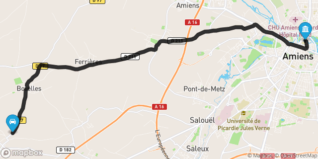 Itinéraire vers Amiens