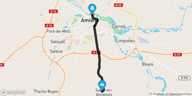 Itinéraire vers Amiens