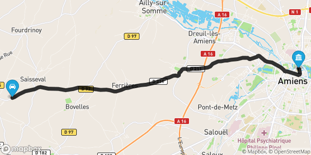 Itinéraire vers Amiens