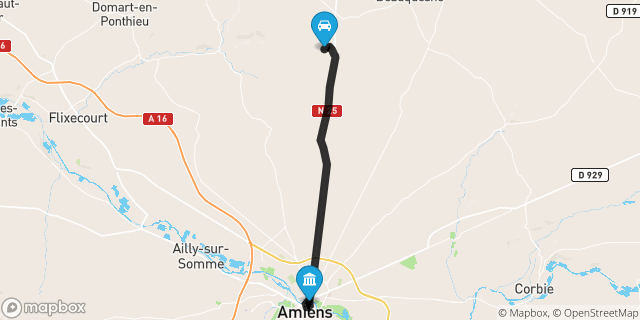 Itinéraire vers Amiens