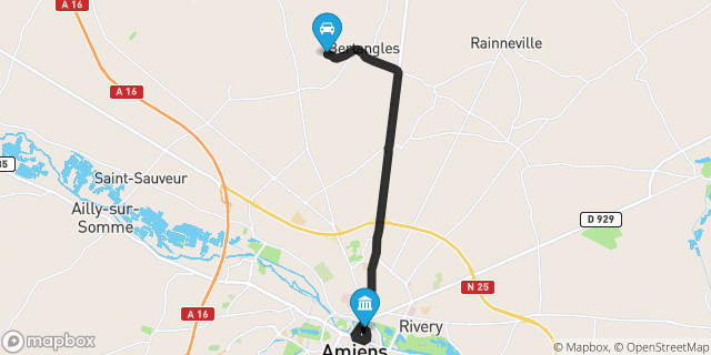 Itinéraire vers Amiens