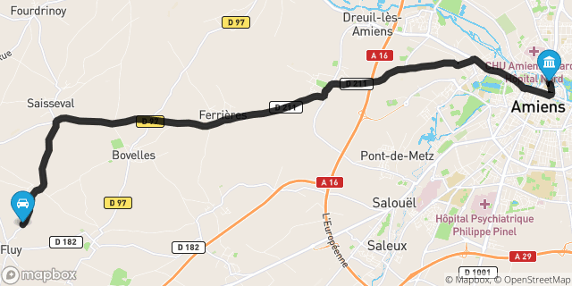 Itinéraire vers Amiens