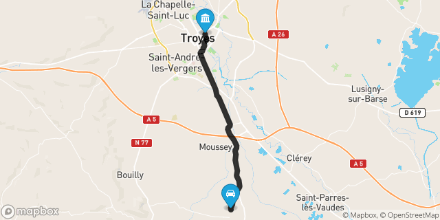 Itinéraire vers Troyes