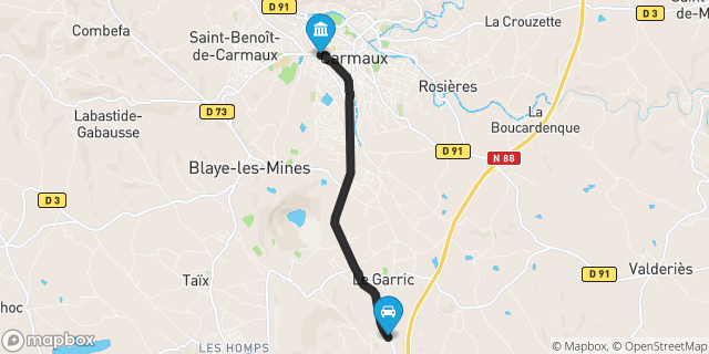Itinéraire vers Carmaux