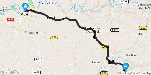 Itinéraire vers Albi