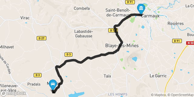 Itinéraire vers Carmaux