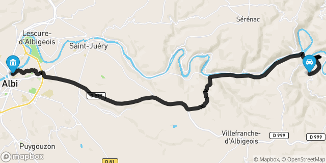 Itinéraire vers Albi
