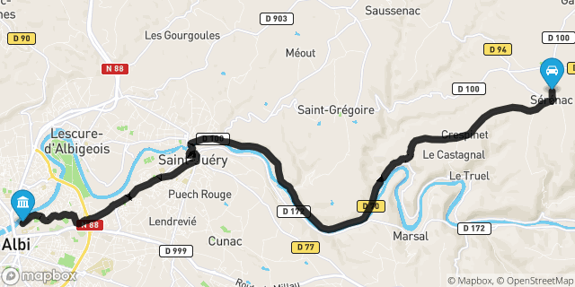 Itinéraire vers Albi