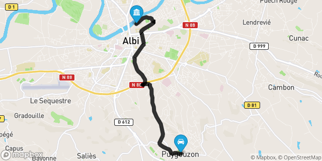 Itinéraire vers Albi