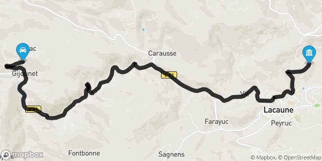 Itinéraire vers Lacaune