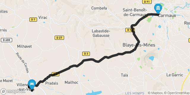 Itinéraire vers Carmaux
