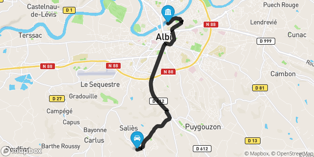 Itinéraire vers Albi