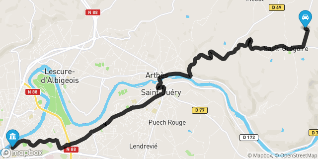 Itinéraire vers Albi
