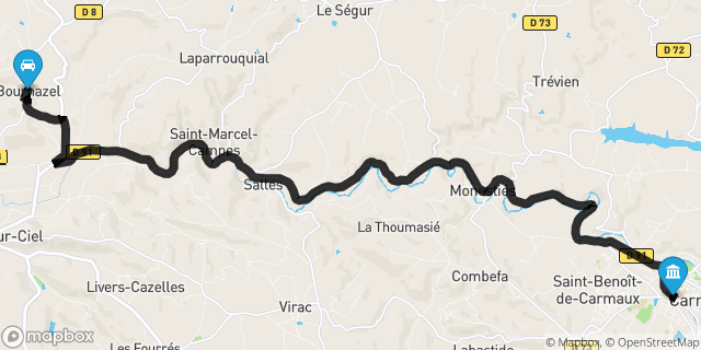 Itinéraire vers Carmaux