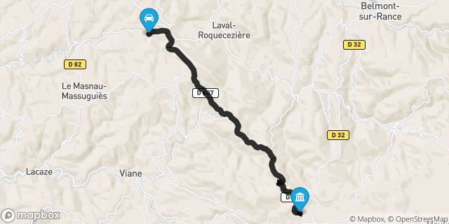 Itinéraire vers Lacaune