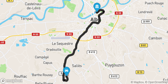 Itinéraire vers Albi