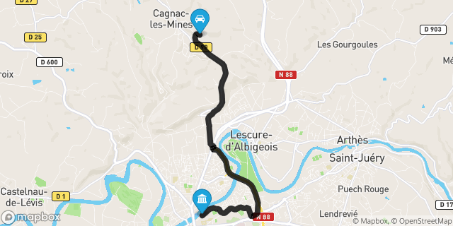 Itinéraire vers Albi