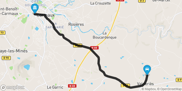 Itinéraire vers Carmaux
