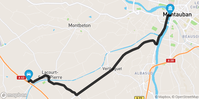 Itinéraire vers Montauban