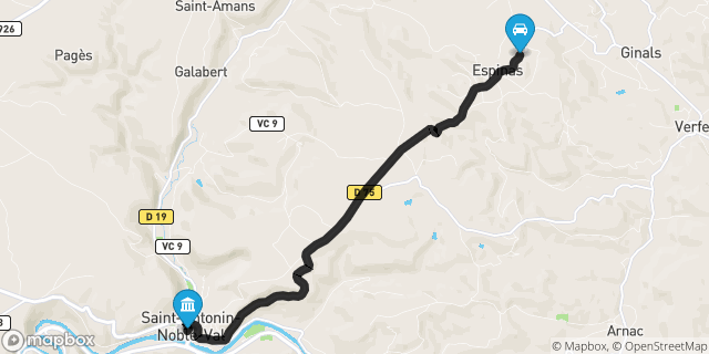 Itinéraire vers Saint-Antonin-Noble-Val