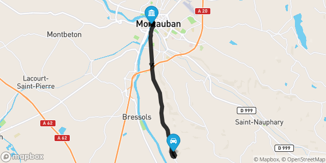 Itinéraire vers Montauban