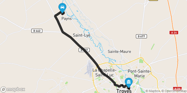 Itinéraire vers Troyes