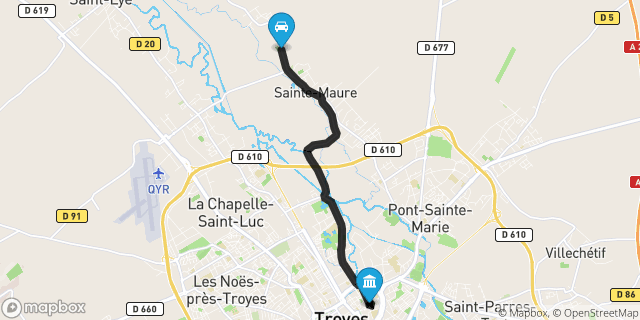 Itinéraire vers Troyes