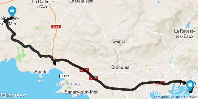 Itinéraire vers Toulon