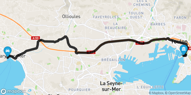 Itinéraire vers Toulon