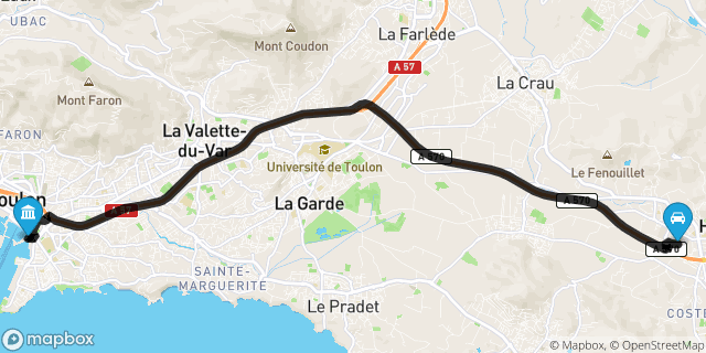 Itinéraire vers Toulon