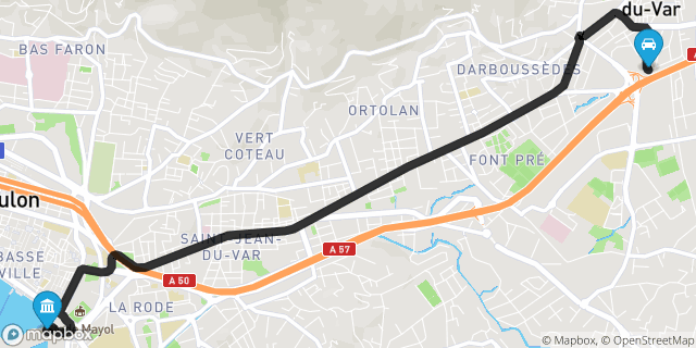 Itinéraire vers Toulon