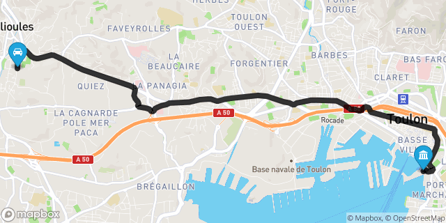 Itinéraire vers Toulon