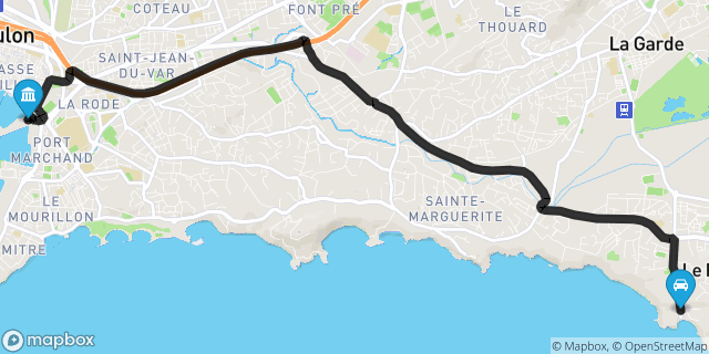 Itinéraire vers Toulon
