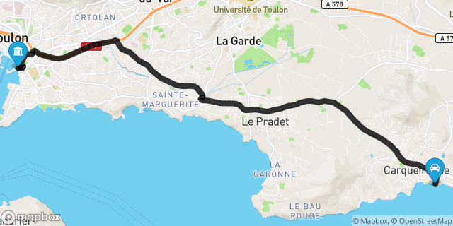 Itinéraire vers Toulon
