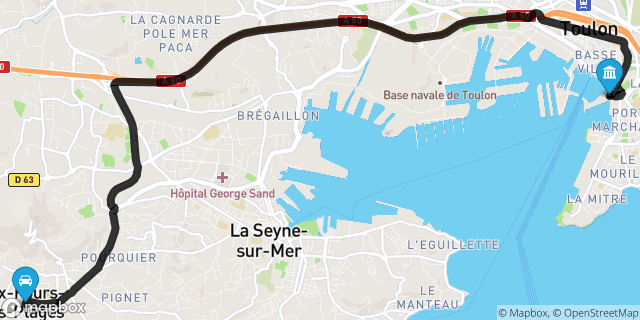 Itinéraire vers Toulon