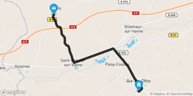 Itinéraire vers Aix-en-Othe